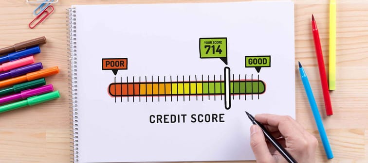 Credit Score sketch on notebook