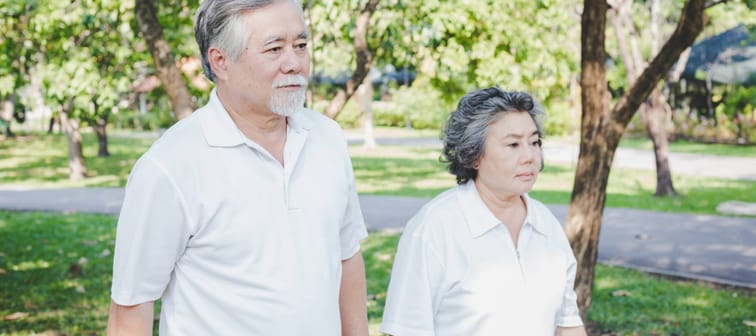 Older couple walking