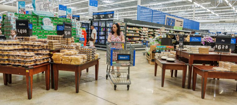 Woman shopping for bread