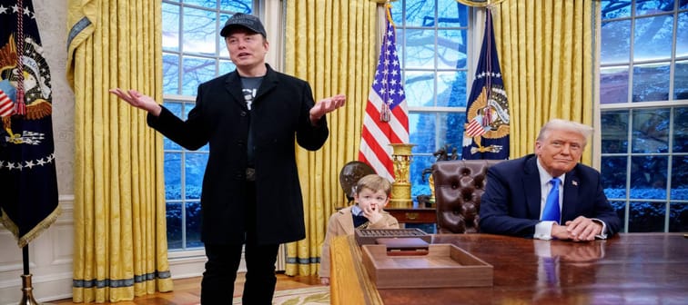 Elon Musk and President Donald Trump in the Oval Office.