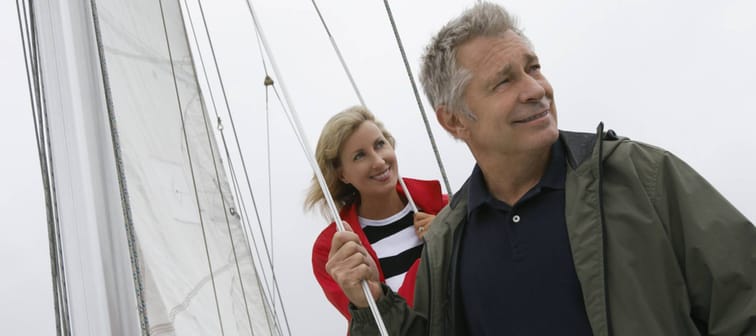 Couple on a yacht.