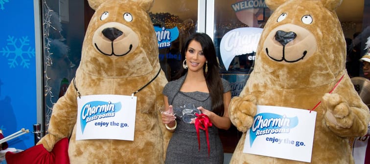 Kim Kardashian posing with Charmin Bears