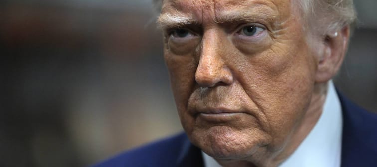 President Donald Trump speaks to the media during a guided tour of the John F. Kennedy Center for the Performing Arts in Washington, D.C., March 17, 2025.