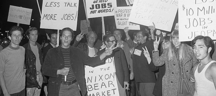 Protesters protesting unemployment