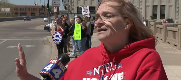 Members of Chapter 66 of the National Treasury Employees Union (NTEU) gathered outside the IRS processing center on April 15.