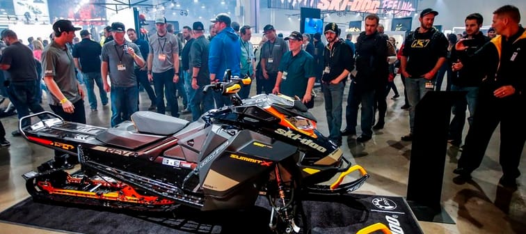 Guests of BRP's Club Ski-Doo check out the long-awaited 2020 Ski-Doo Summit X Monday Feb. 18, 2019 in Grapevine, Texas. 