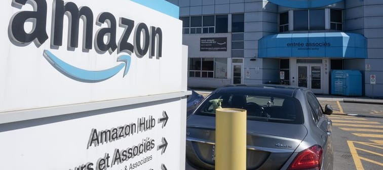 A Quebec-based union says it has filed an application to represent hundreds of Amazon workers at a warehouse in the province. The Amazon DXT4 warehouse is seen in Laval, Que., Monday, April 2