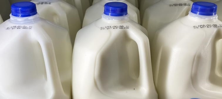 Milk is displayed at a grocery store in Philadelphia, Tuesday, July 12, 2022. The British Columbia government is spending up to $25 million toward the construction of a milk production plant 
