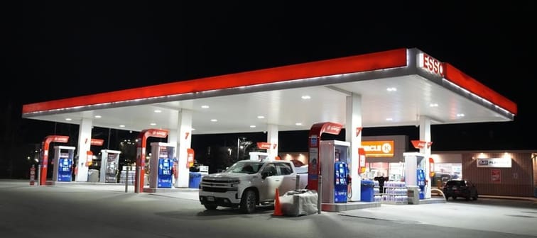 Statistics Canada says retail sales fell 0.1 per cent to $66.7 billion in February, weighed down by lower sales at gasoline stations and fuel vendors. A gas station is seen in Toronto on Thur
