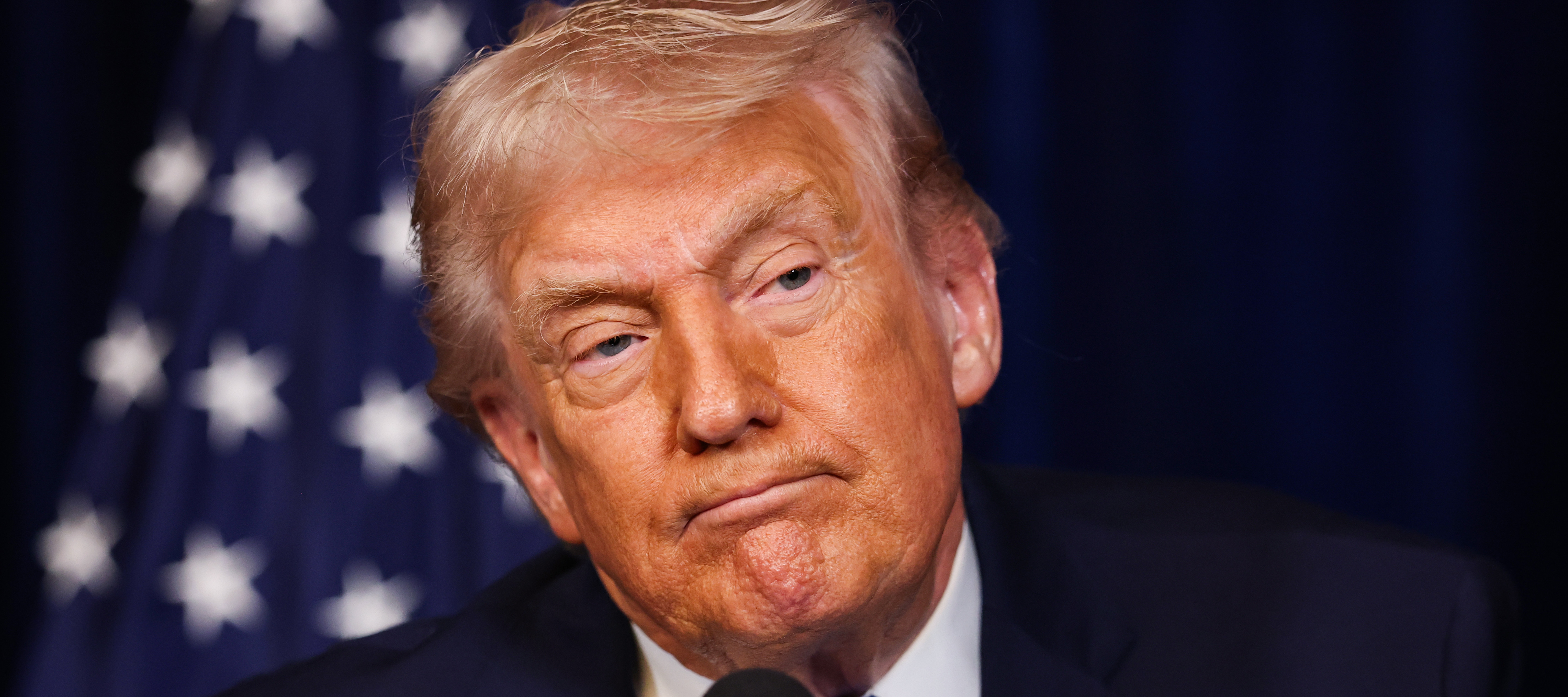 Close up of President Donald Trump pictured during a press conference.