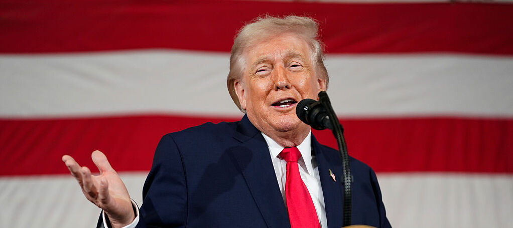 U.S. President Donald Trump speaks during a visit to the Fort Bragg U.S. Army base on February 13, 2026.