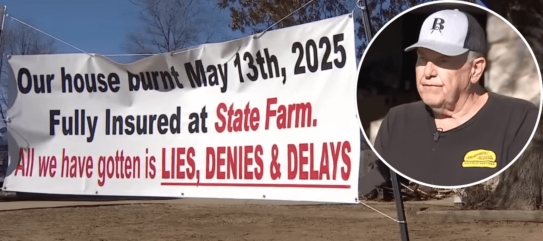 Kenny Cox standing in front of his home along with the sign.