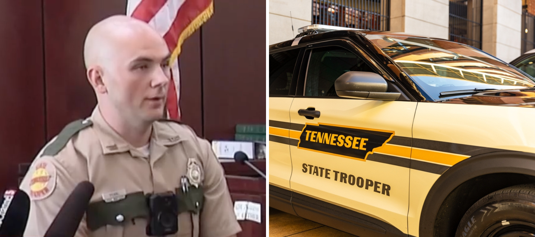 Asa Pearl and a Tennessee State Trooper vehicle.