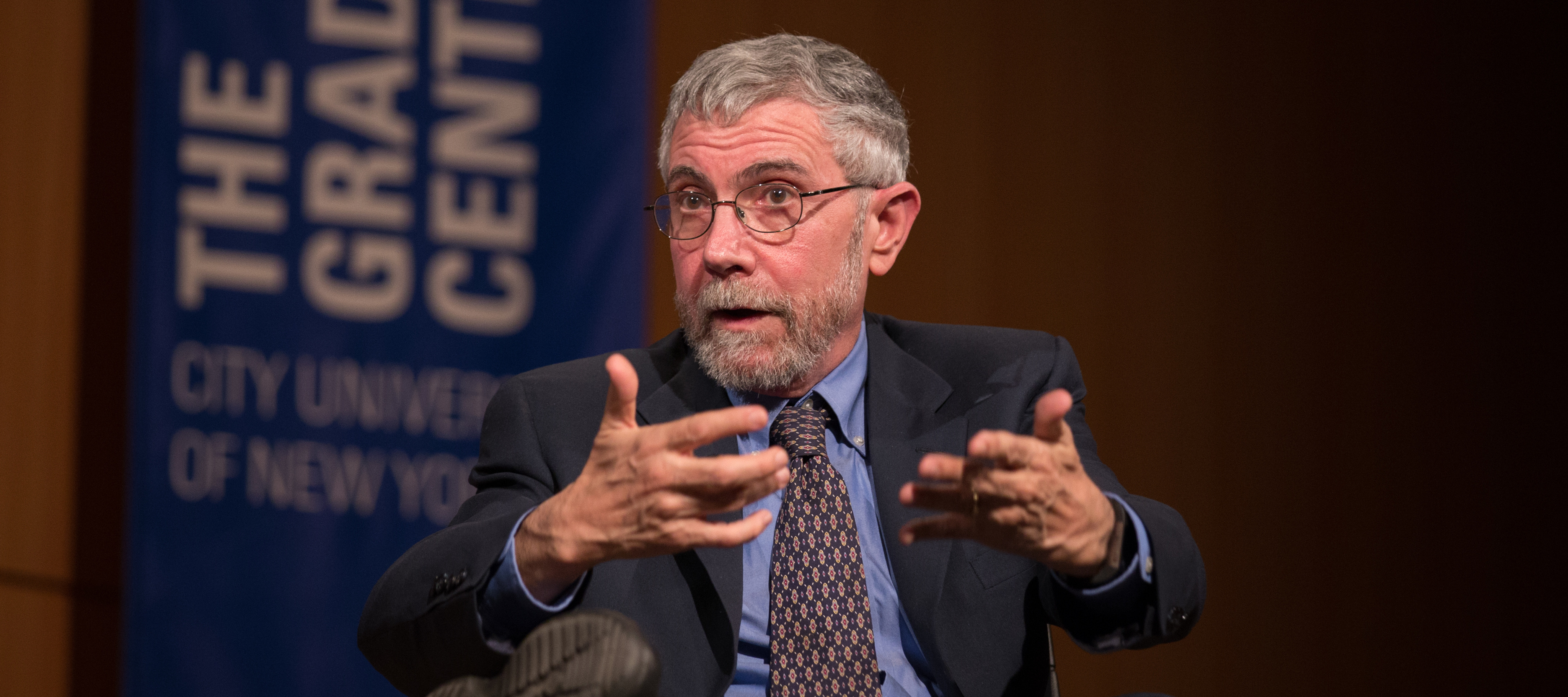 Paul Krugman, Nobel laureate in Economics speaks at the Graduate Center in New York City.