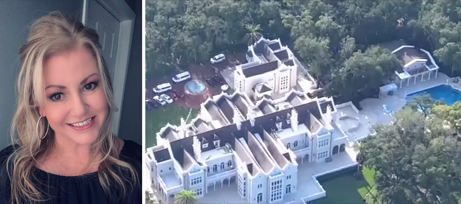 Kathleen Klein, 'prophetess' pictured on the left along with the Avila mansion owned by the church.