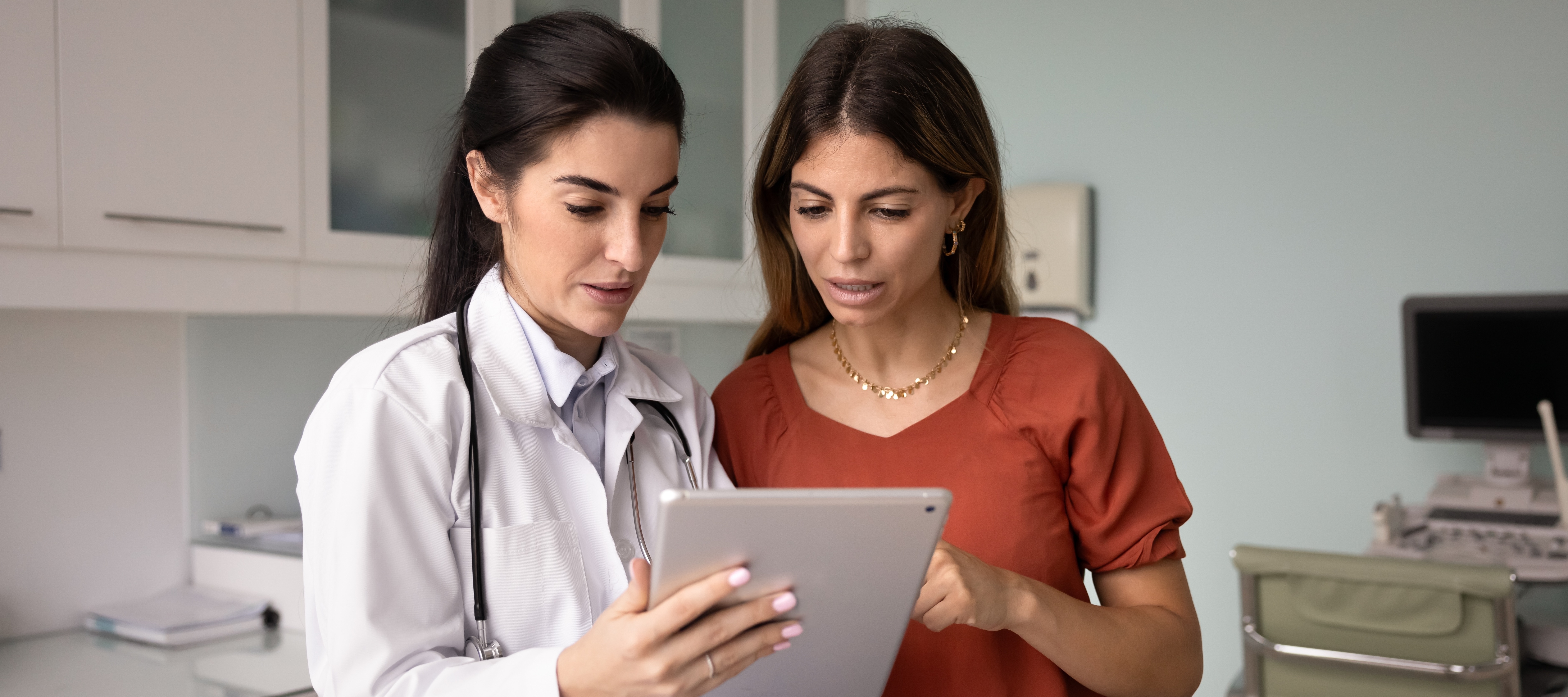 Woman visiting her doctor.