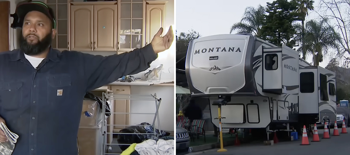 A California family living in an RV after the wildfires claimed their home was ticketed, adding to their woes.