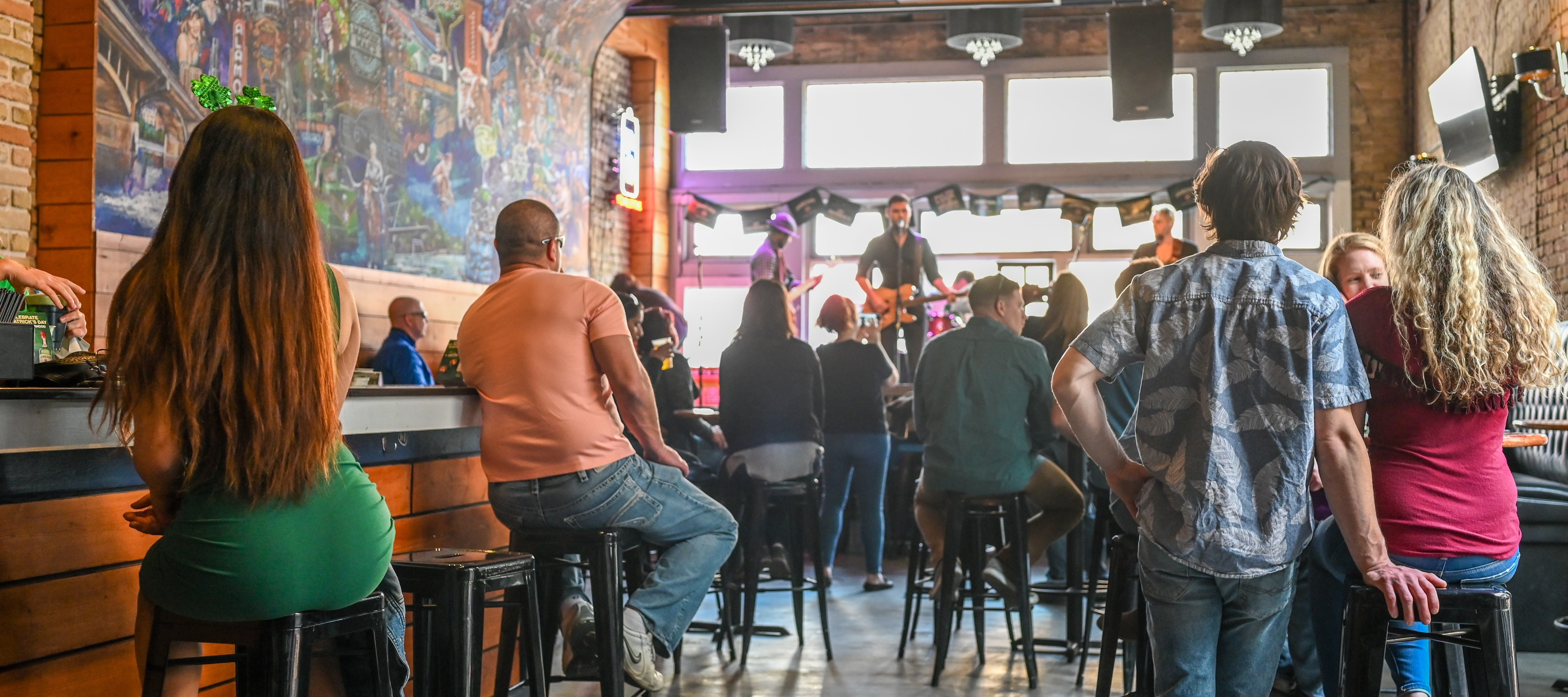 A bar featuring live music in Austin, Texas, March 17, 2019.