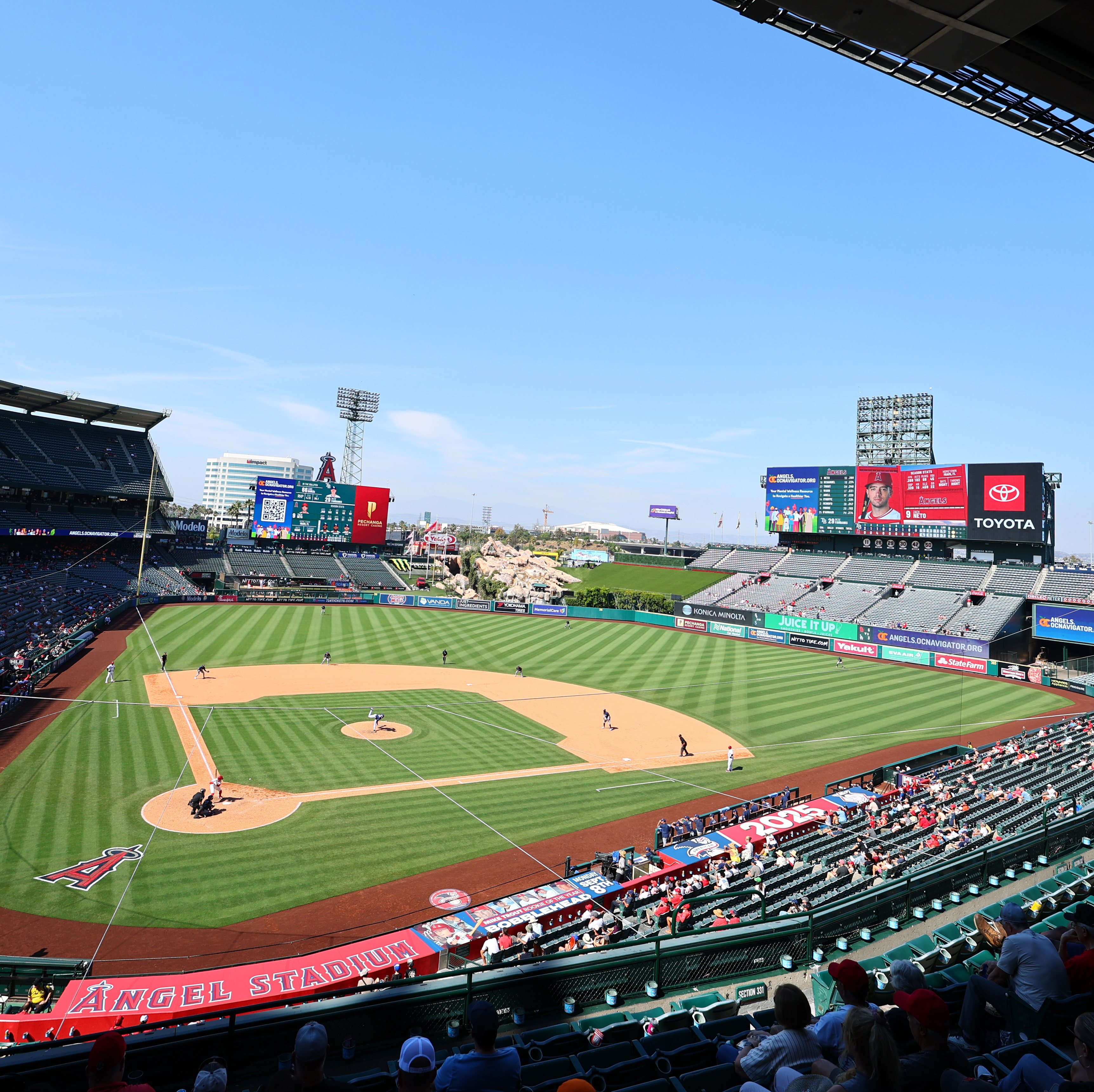 A general view of Angels Stadium in Anaheim, California.