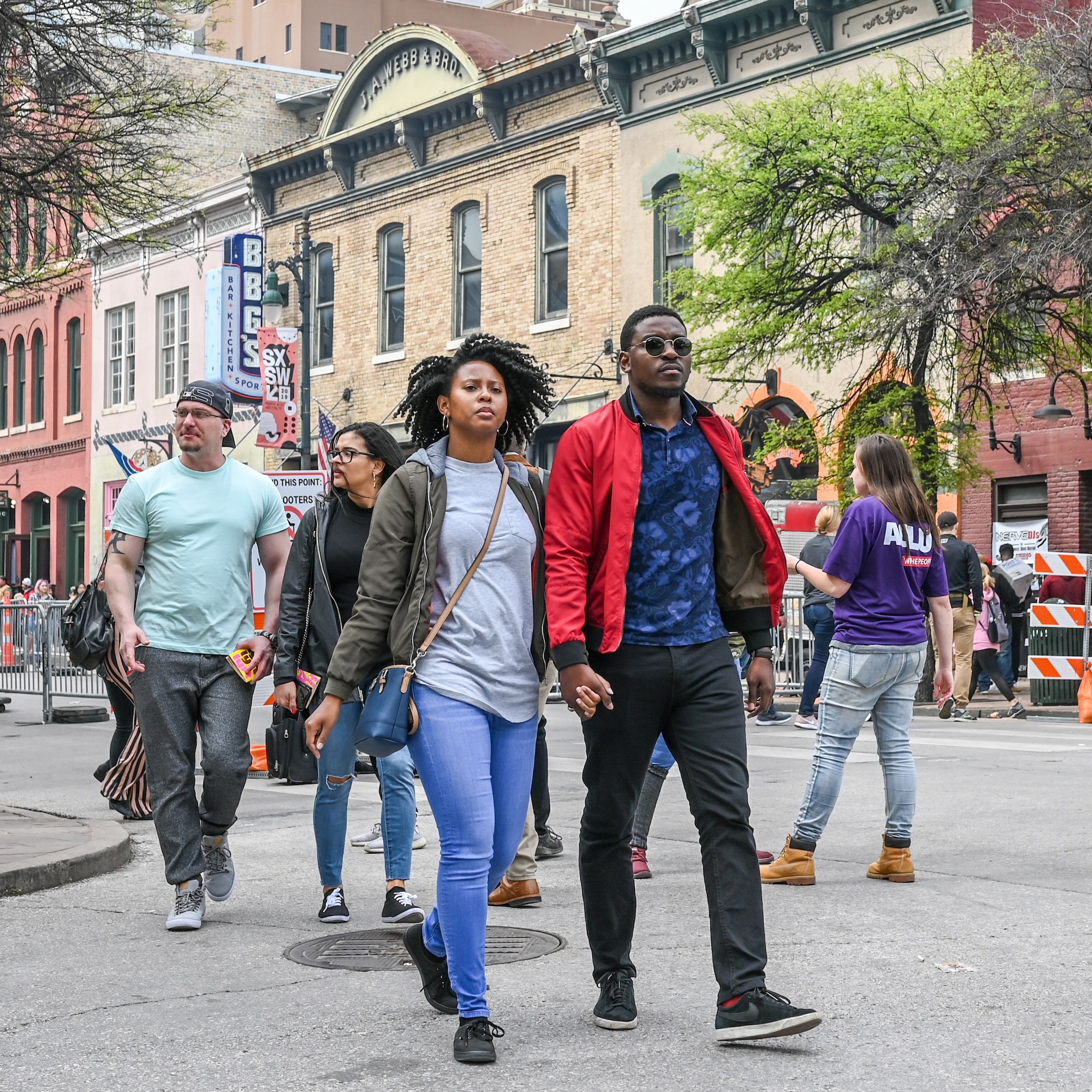 People crowd Sixth Street in Austin, Texas, March 15, 2019.
