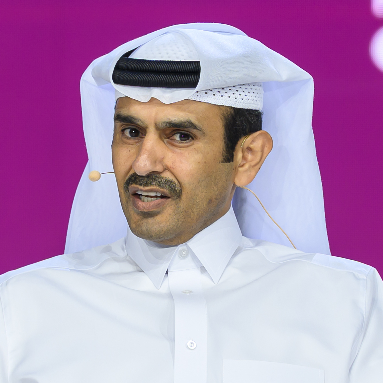 Saad Sherida Al-Kaabi, Minister of State for Energy Affairs, State of Qatar speaking at an event.