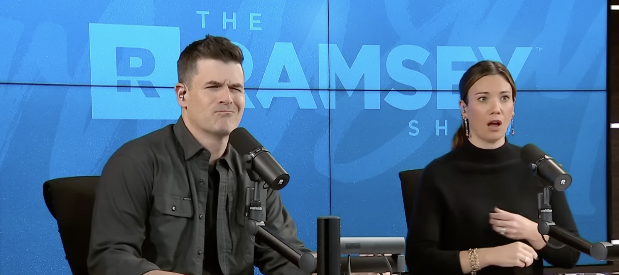 The Ramsey Show cohosts react to caller's financial predicament.