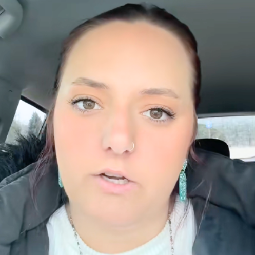 Daughter of lottery winners alongside close up photo of lottery ticket.