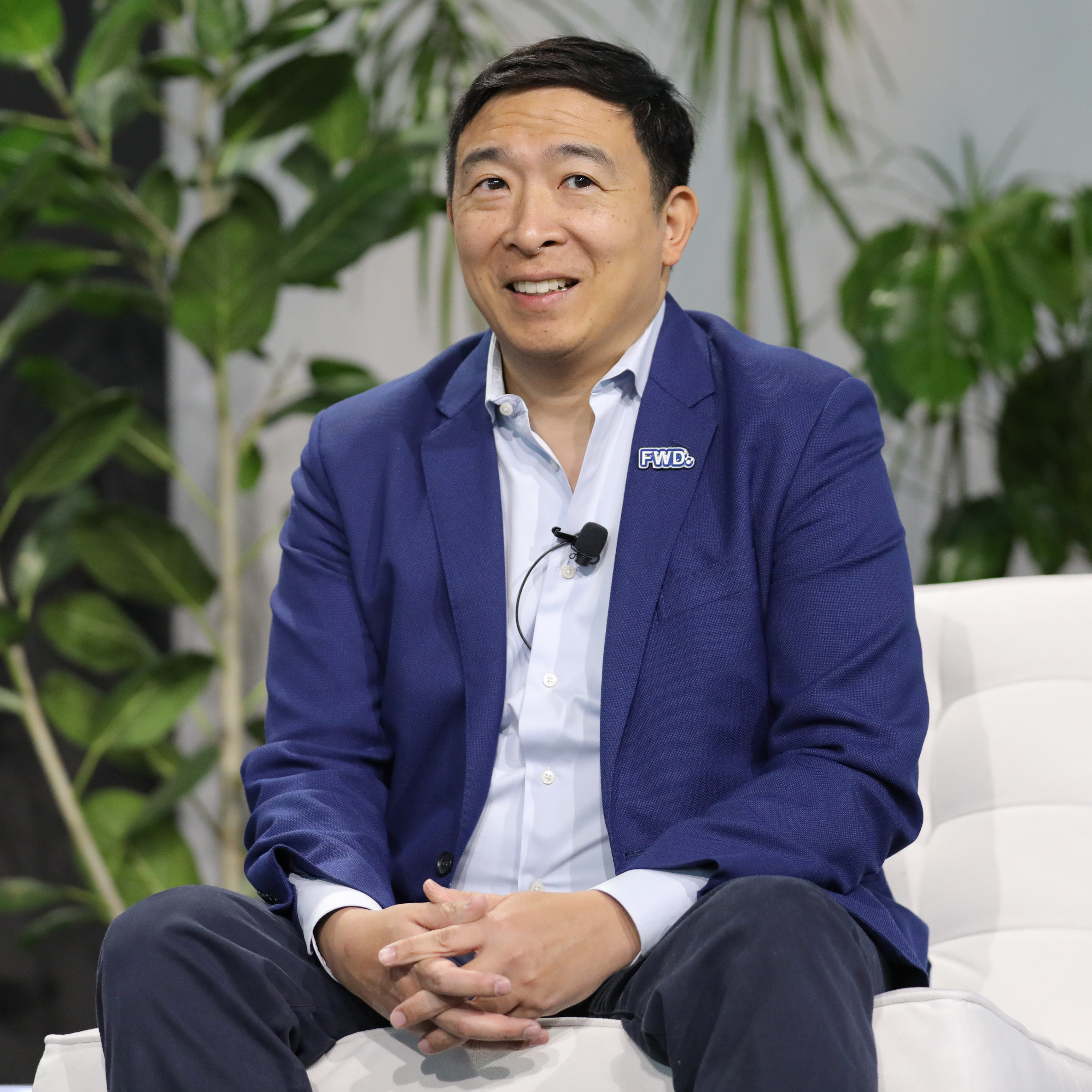 Andrew Yang speaks at an event in 2023.