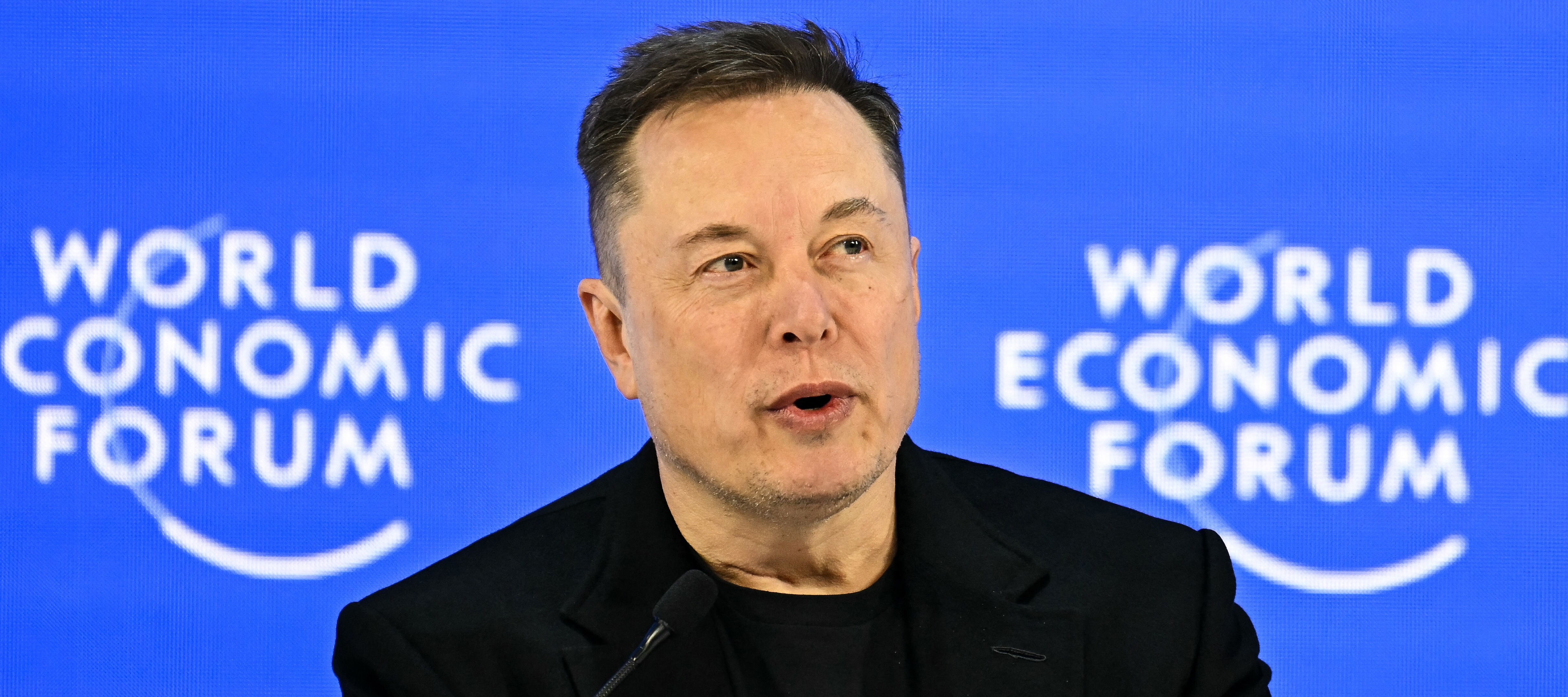 CEO of SpaceX and Tesla, South African-Canadian-US businessman Elon Musk speaks during the World Economic Forum.