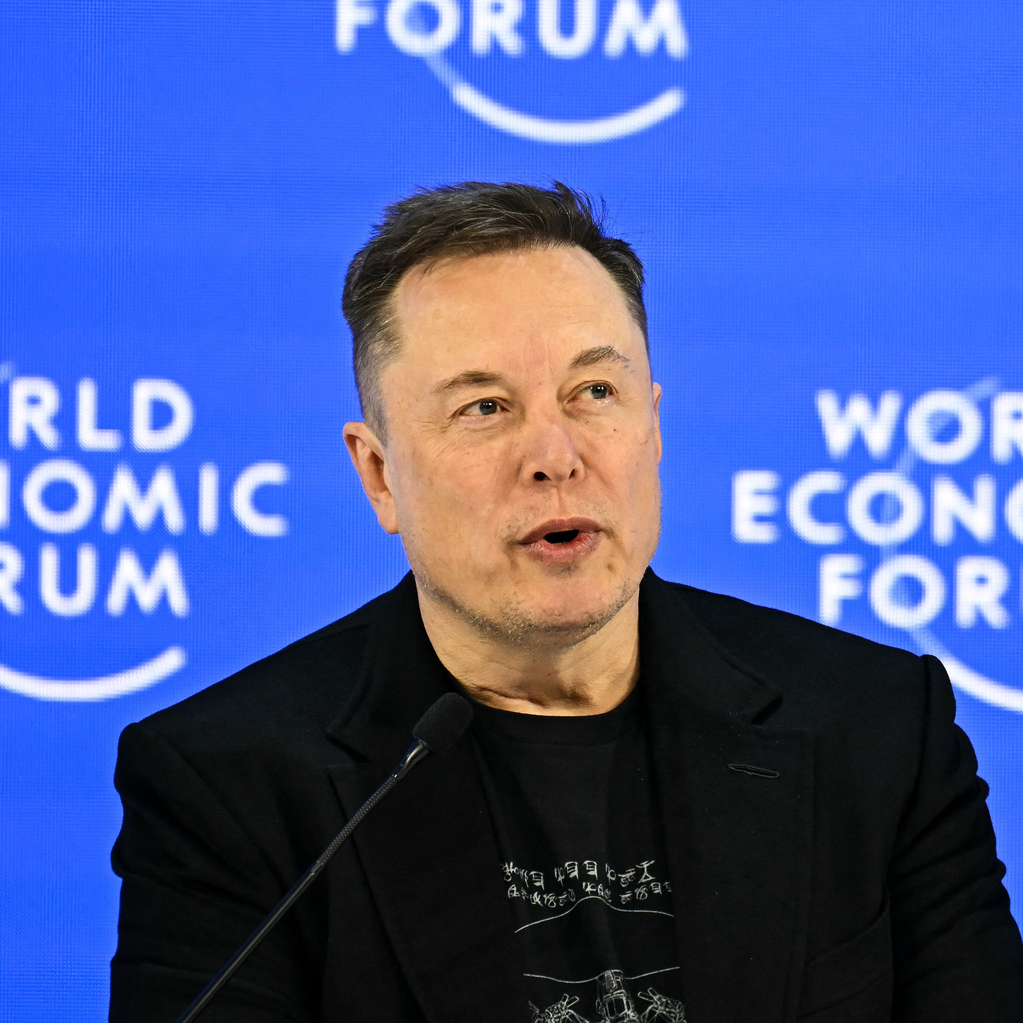 CEO of SpaceX and Tesla, South African-Canadian-US businessman Elon Musk speaks during the World Economic Forum.