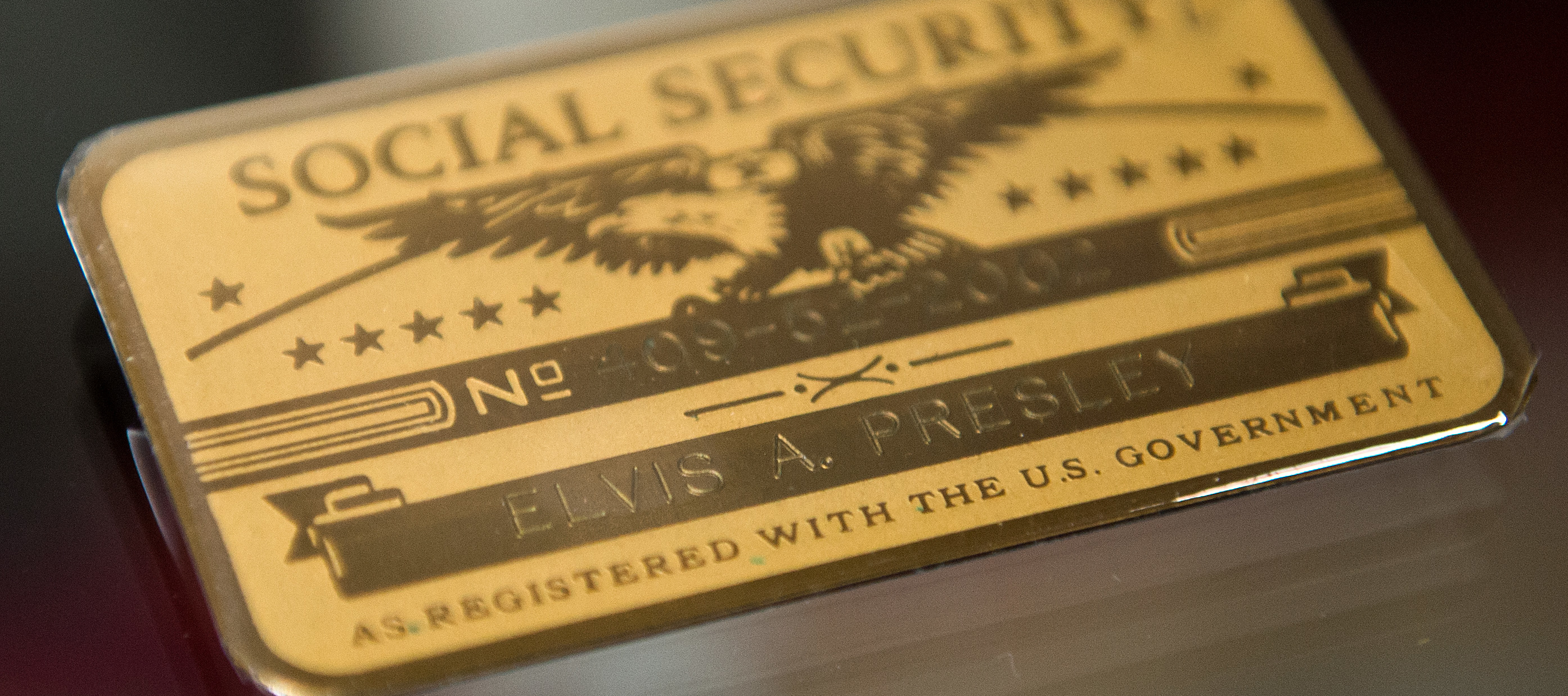 Elvis' Social Security Card, part of "Elvis at the O2 - Direct from Graceland" exhibition in London.