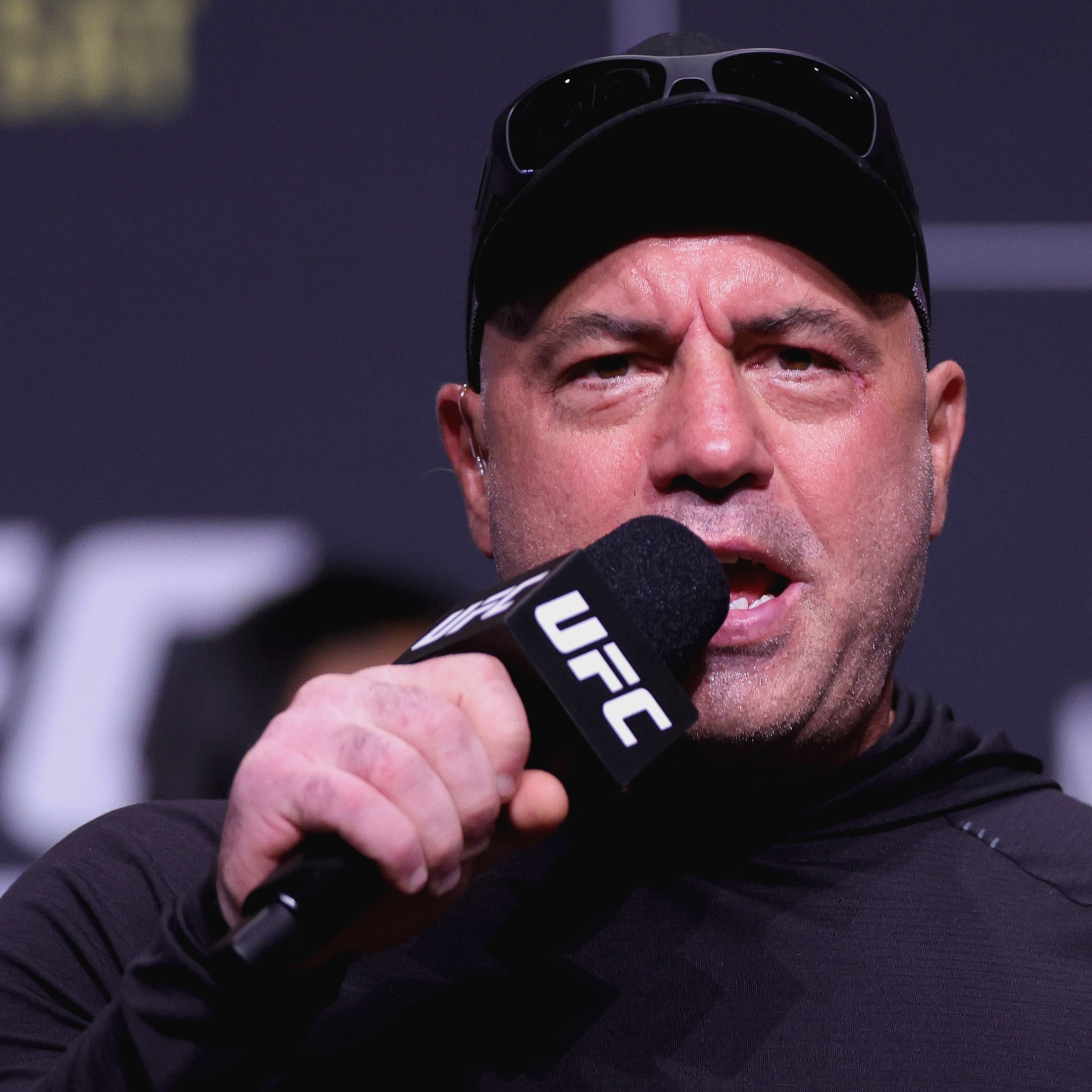 Joe Rogan attends the UFC 277 ceremonial weigh-in at American Airlines Center on July 29, 2022.