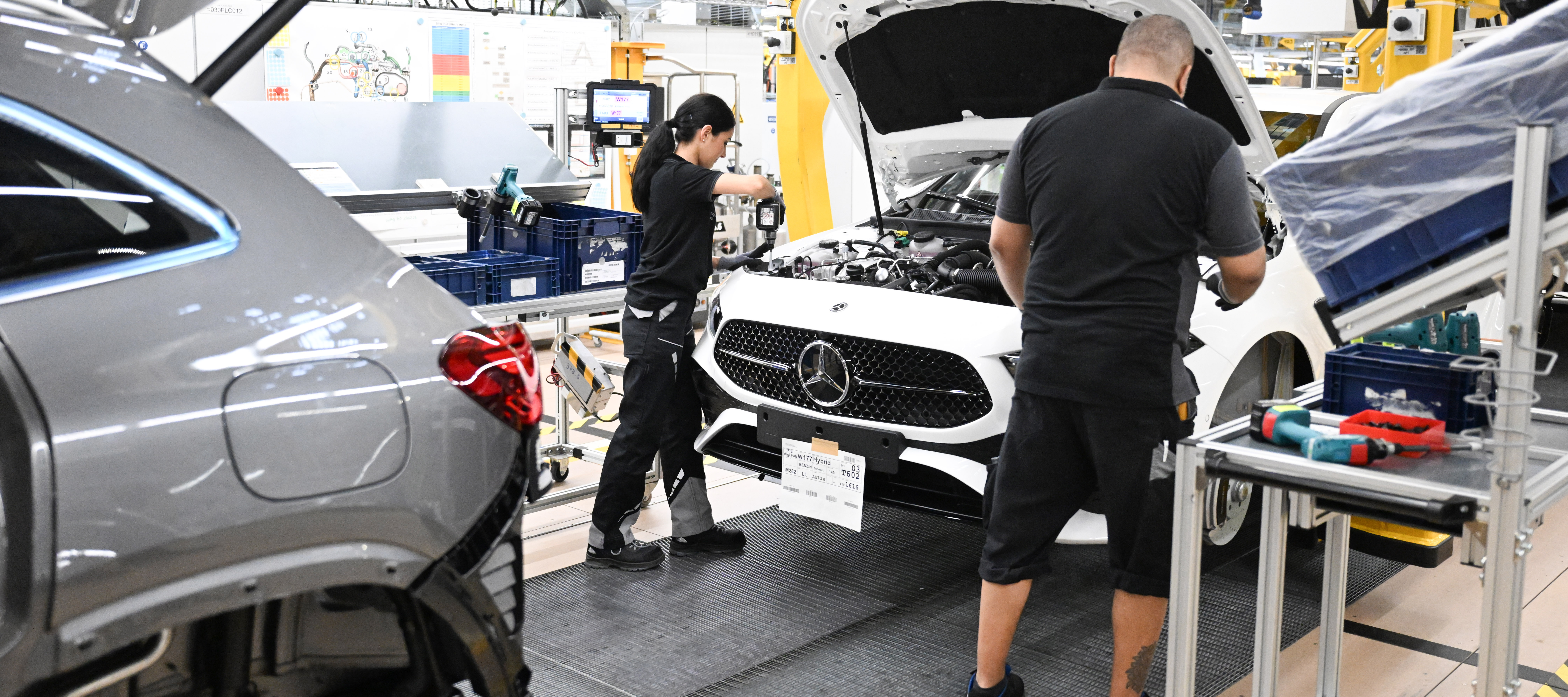 Mercedes-Benz vehicles are assembled inside one of the company's plants.