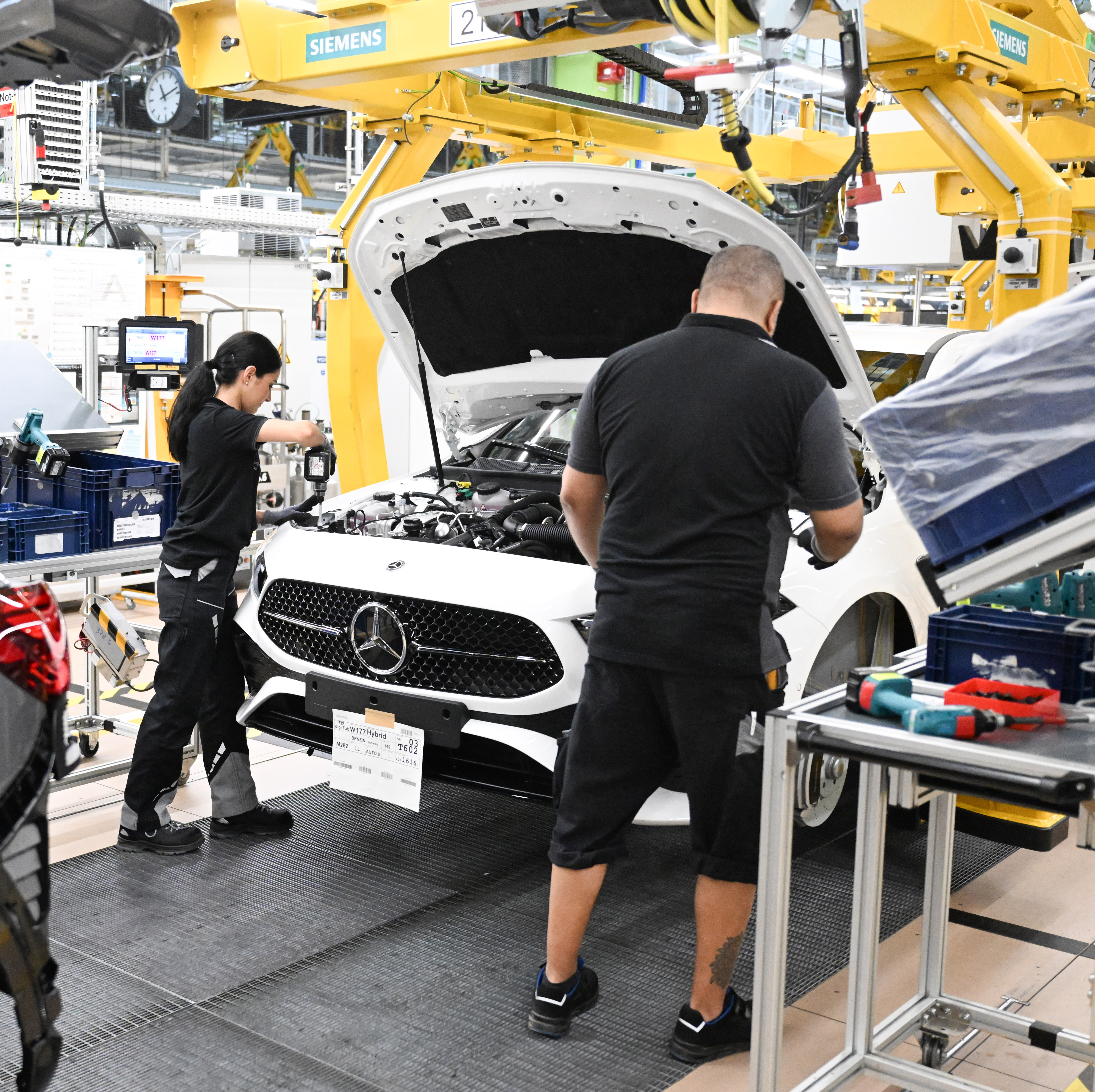 Mercedes-Benz vehicles are assembled inside one of the company's plants.