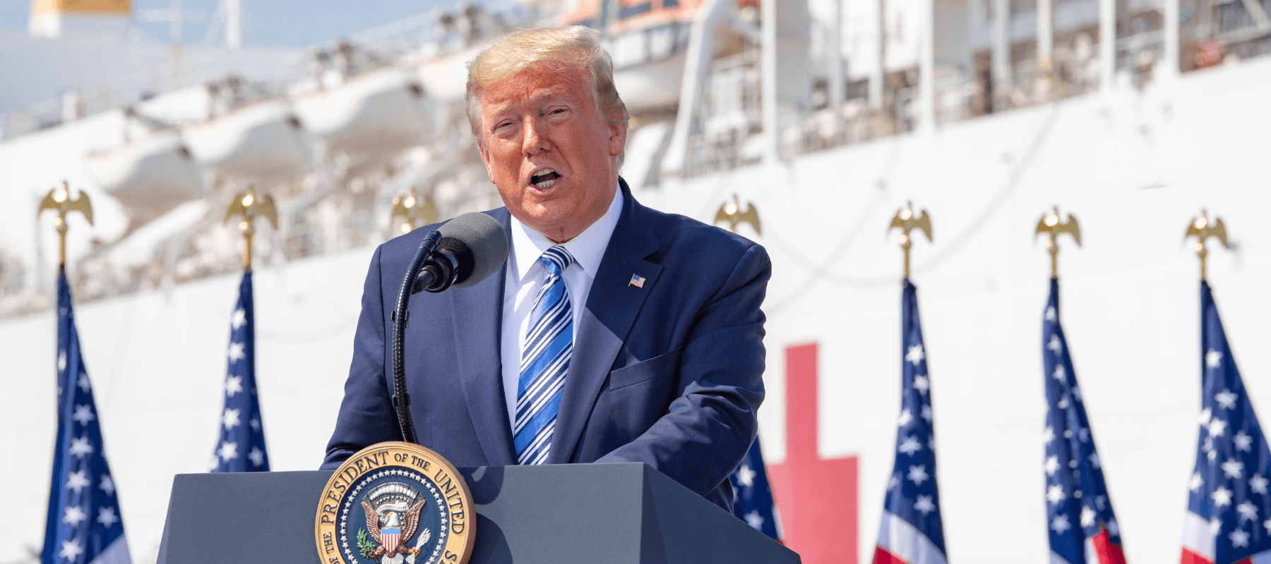 Donald Trump giving an address.