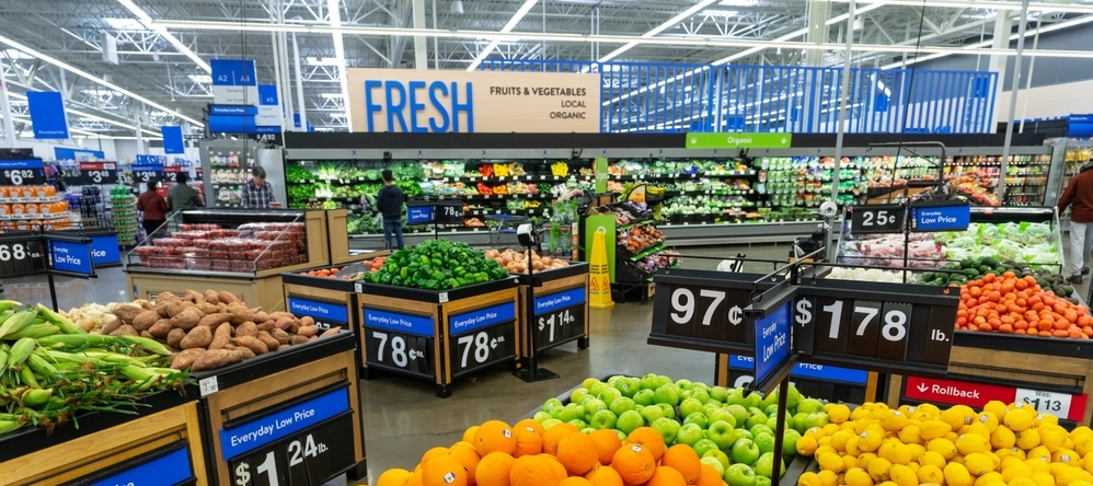 A produce display at Walmart