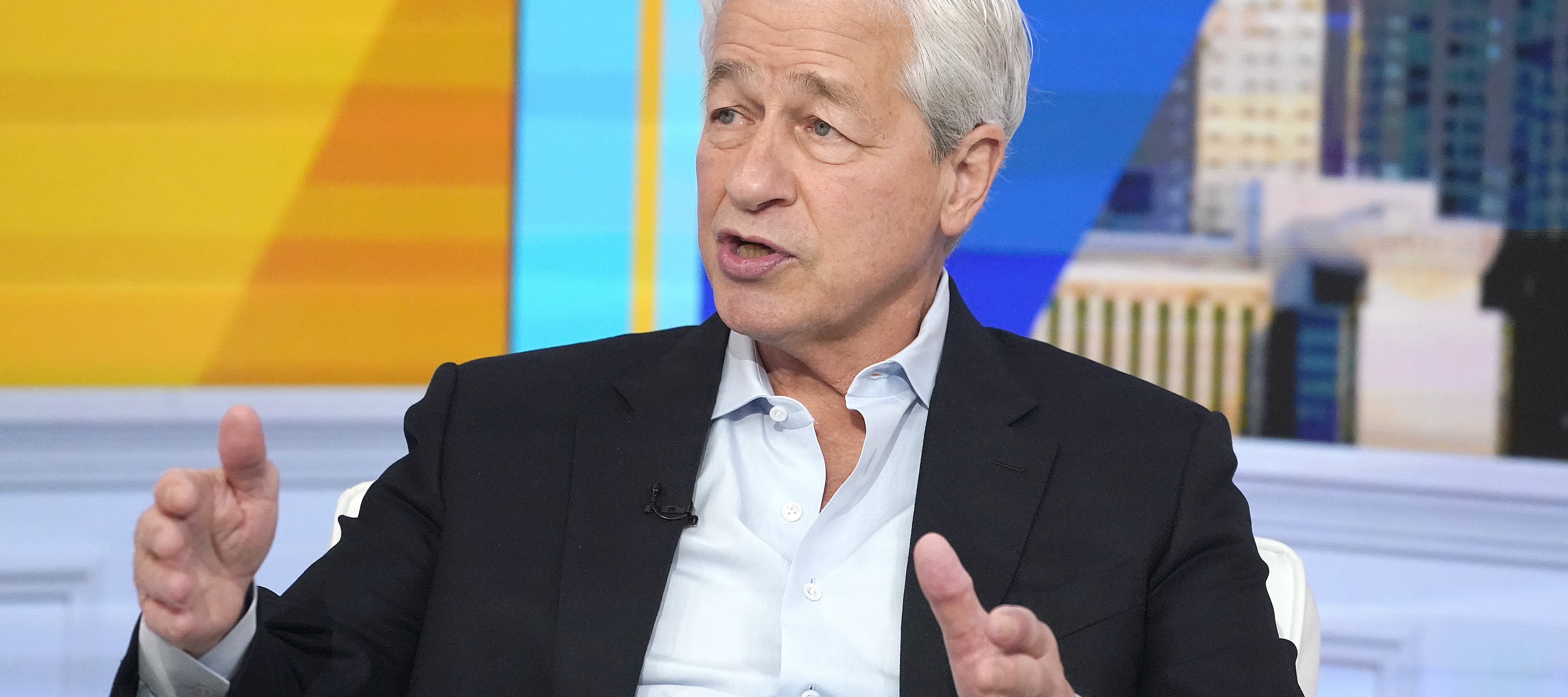 JP Morgan Chase CEO Jamie Dimon visits "Fox &amp; Friends" at Fox News Channel Studios on March 31, 2026 in New York City.