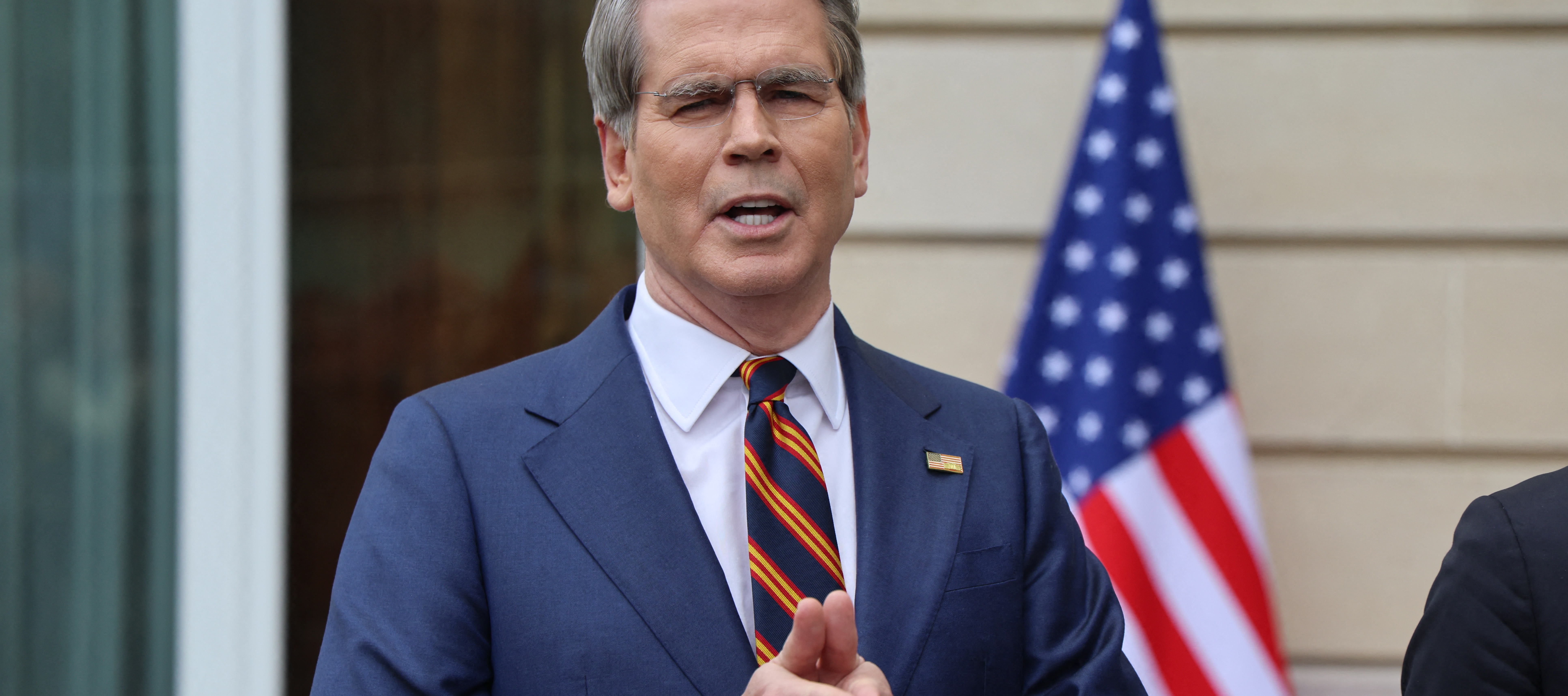 US Treasury Secretary Scott Bessent addresses journalists during a press statement in March 2026.