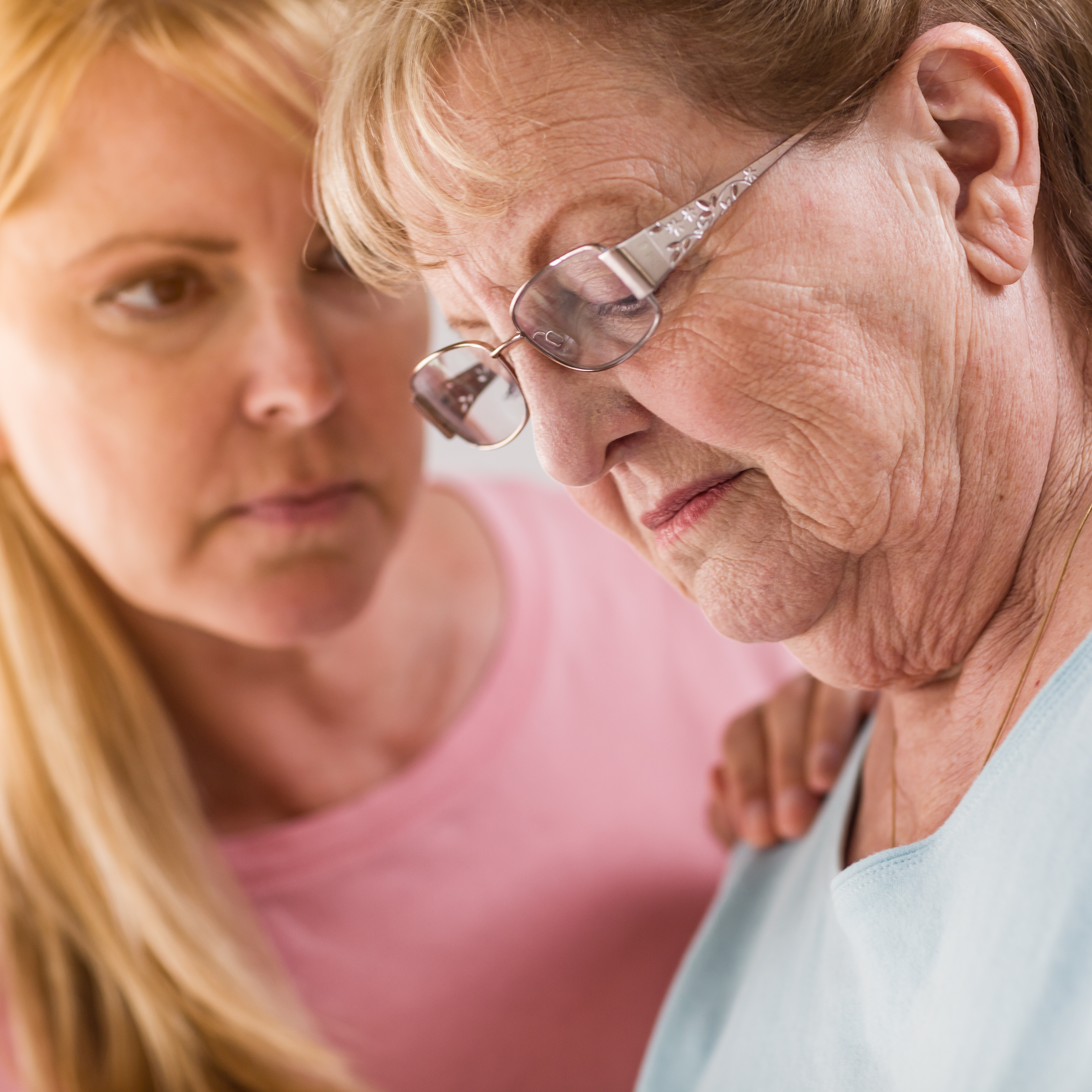 Upset woman and her daughter