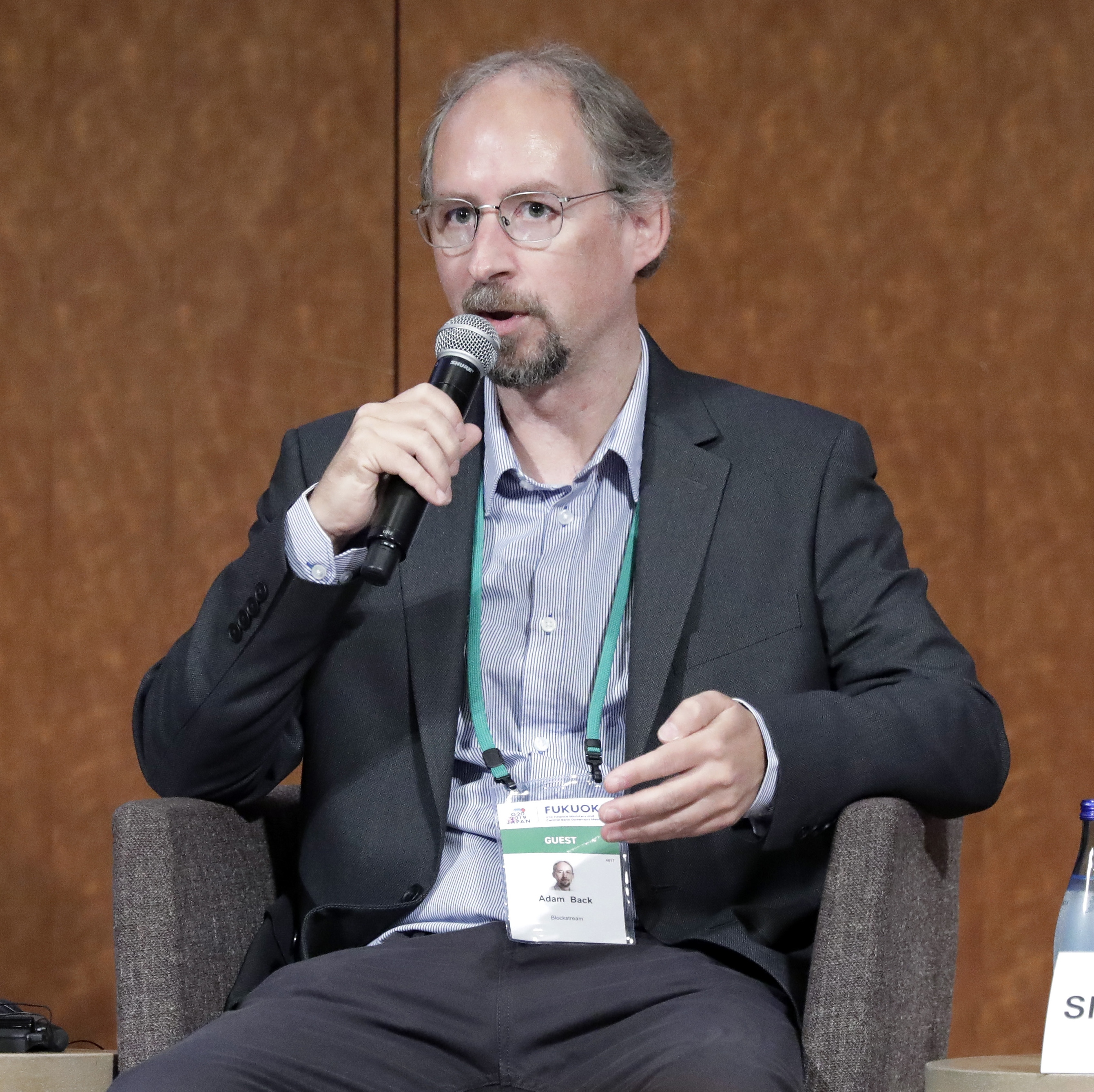 Adam Back, co-founder and chief executive officer of Blockstream Corp., speaks at a seminar.