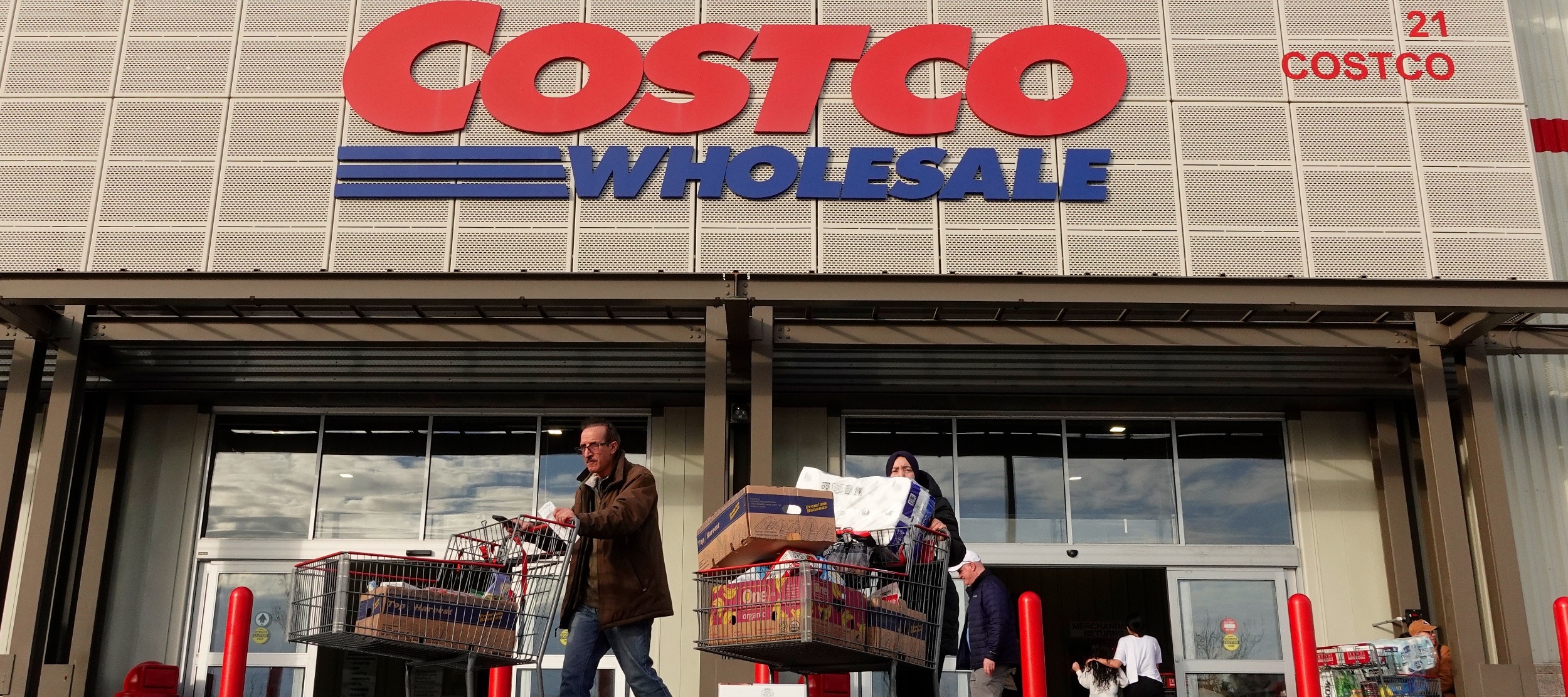 Costco shoppers leave with full carts.