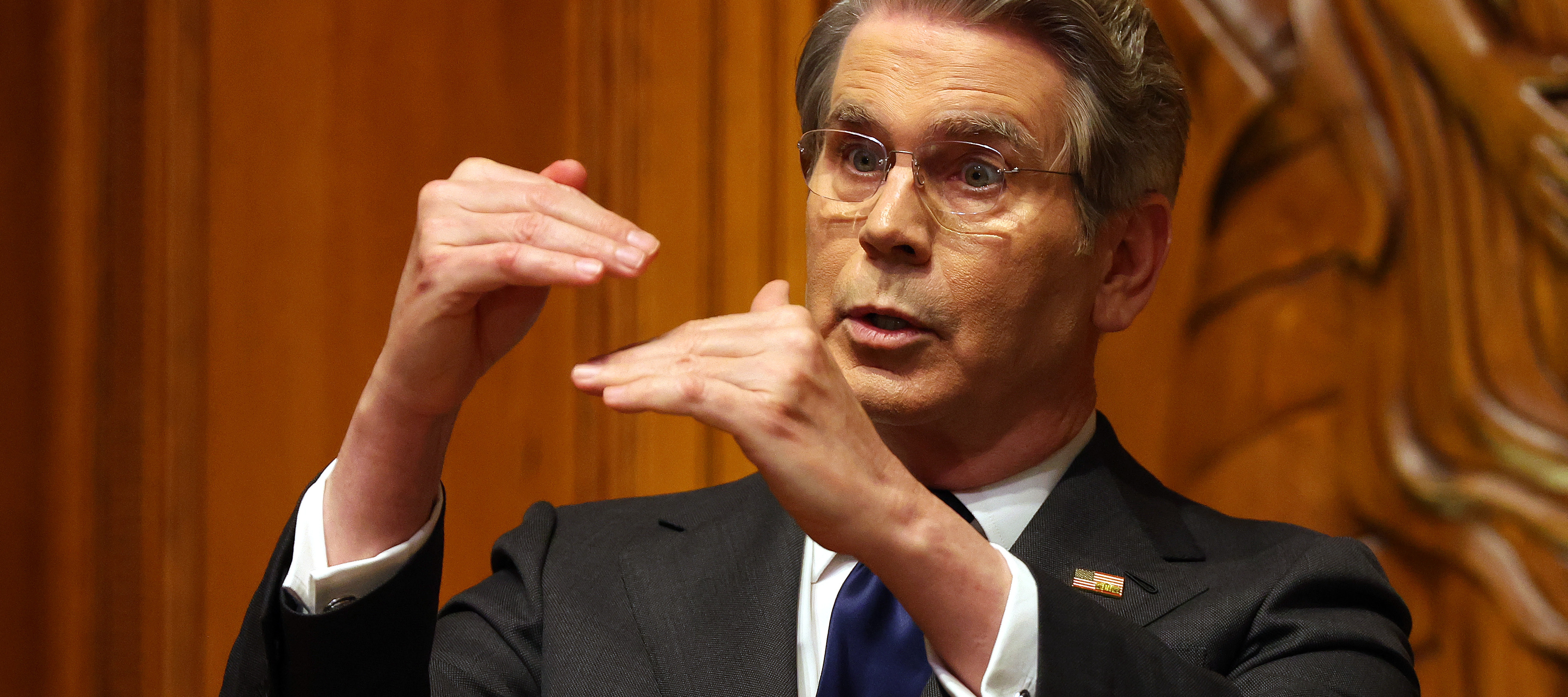 U.S. Treasury Secretary Scott Bessent speaks during a Q&amp;A at the Economic Club Of Dallas