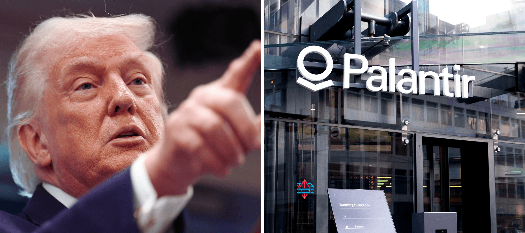 Trump and Palantir building.
