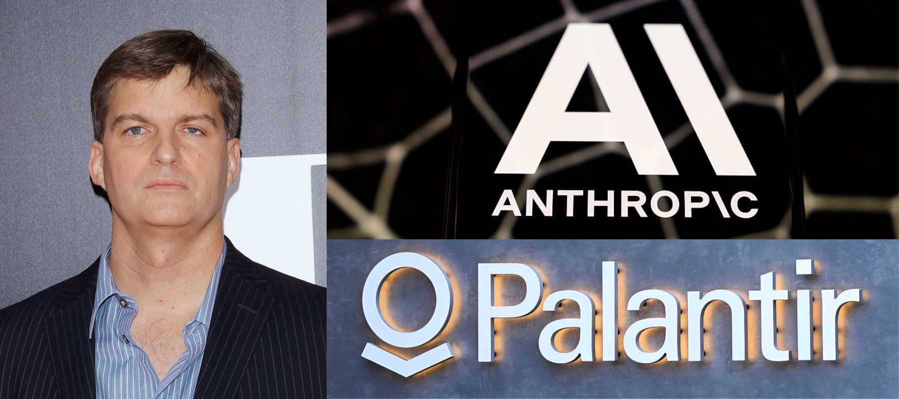 Michael Burry, Athropic logo, Palantir logo