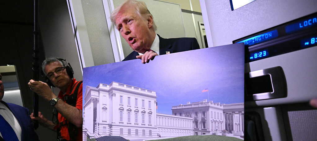 Trump holding rendering for Ballroom