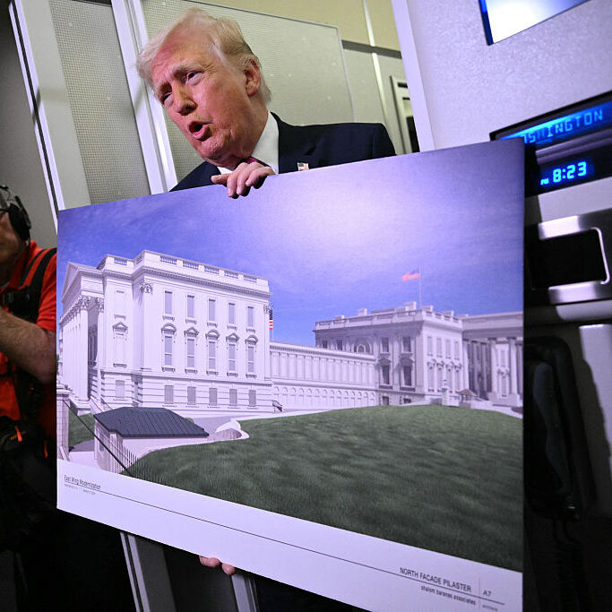 Trump holding rendering for Ballroom