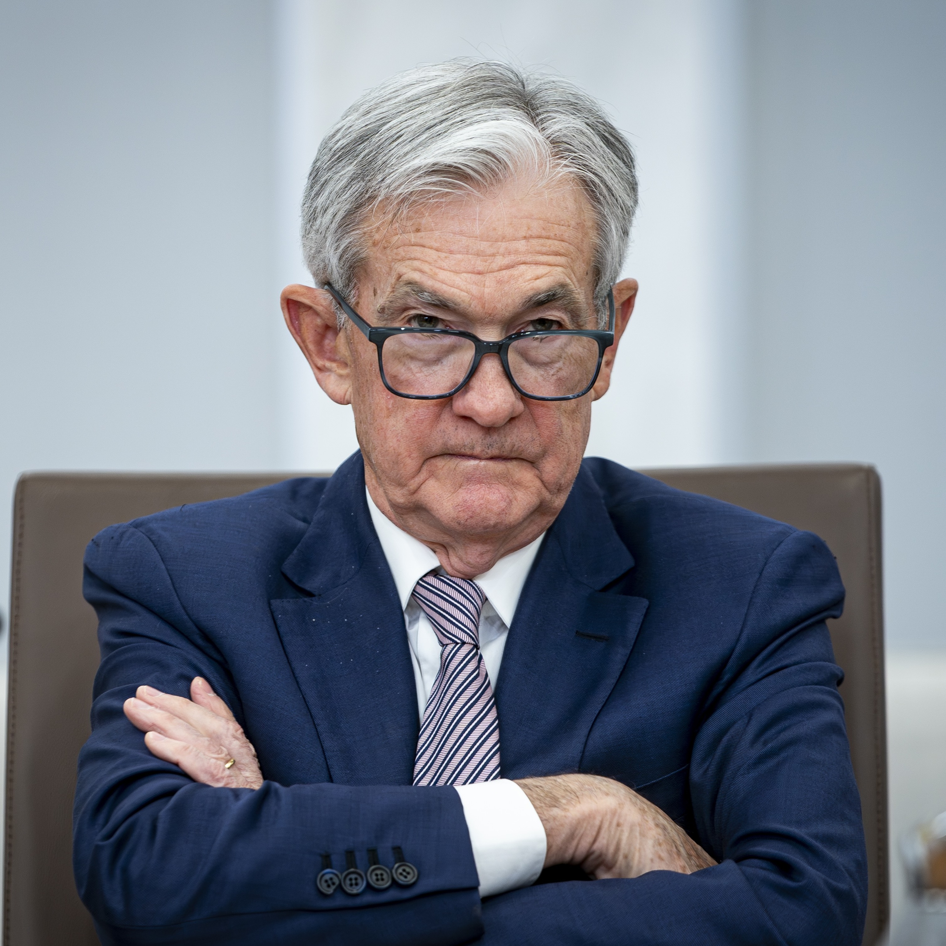 Jerome Powell, chairman of the US Federal Reserve, during the Federal Reserve Board open meeting on March 19
