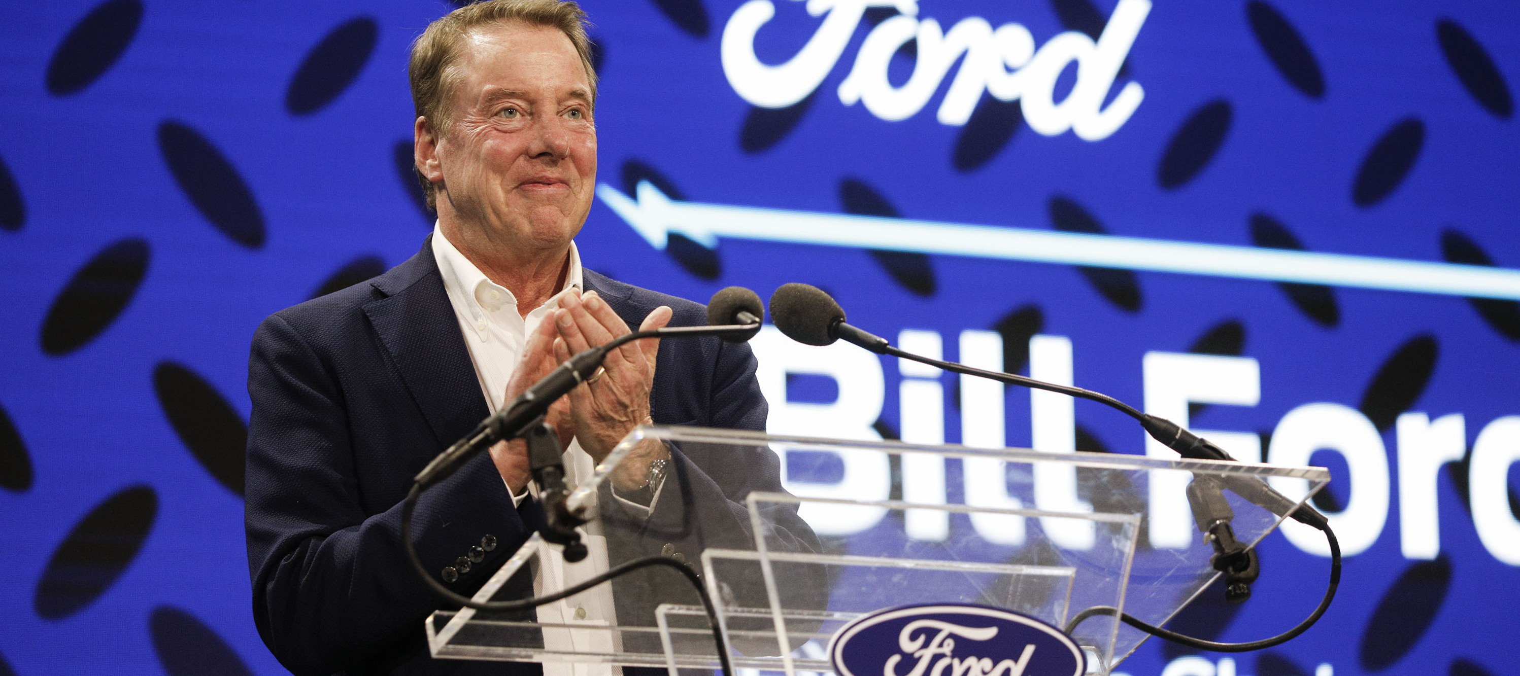 Bill Ford, Executive Chairman of Ford Motor Company, soeaks at an event.