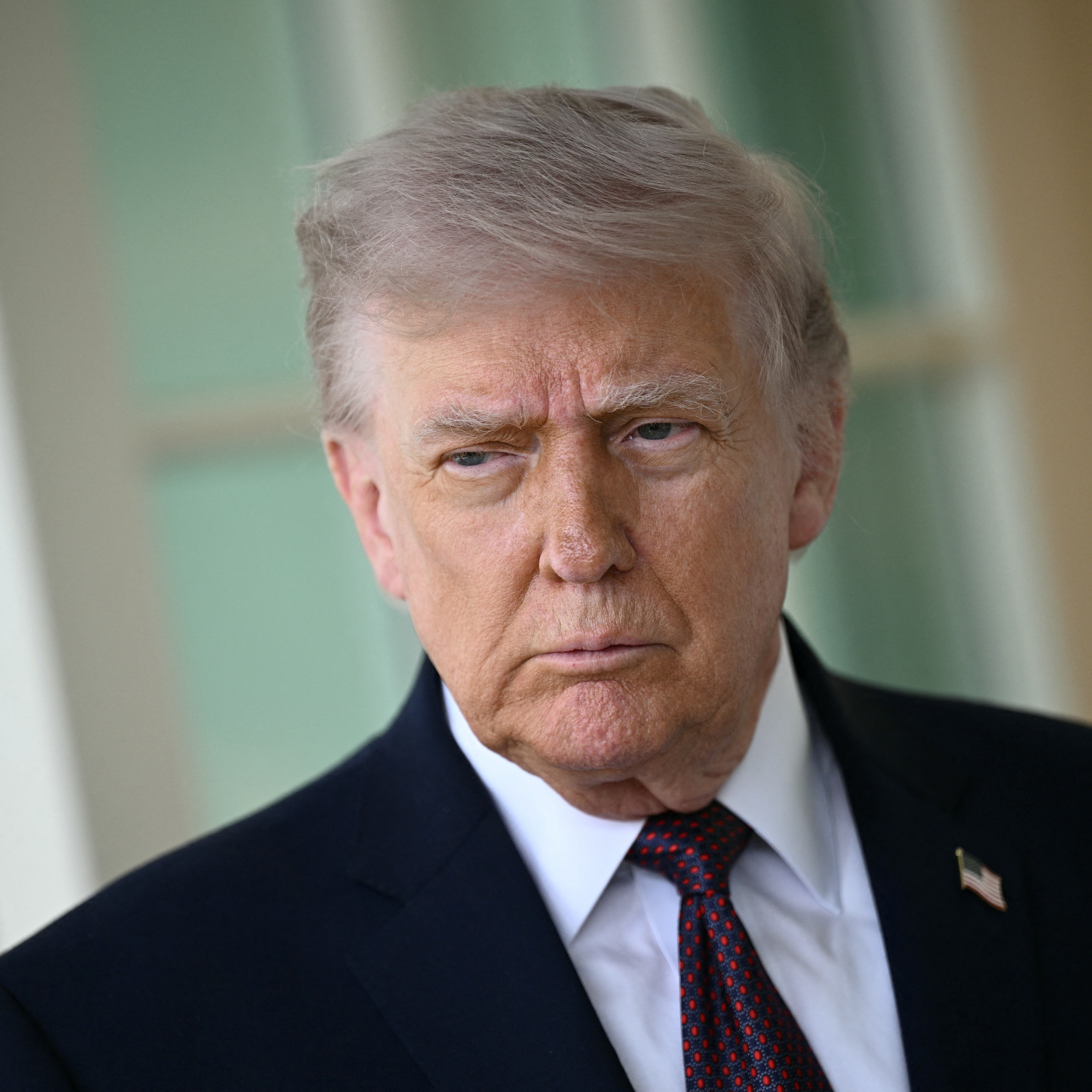 t Donald Trump speaks to the press outside the Oval Office at the White House in Washington on April 13, 2026