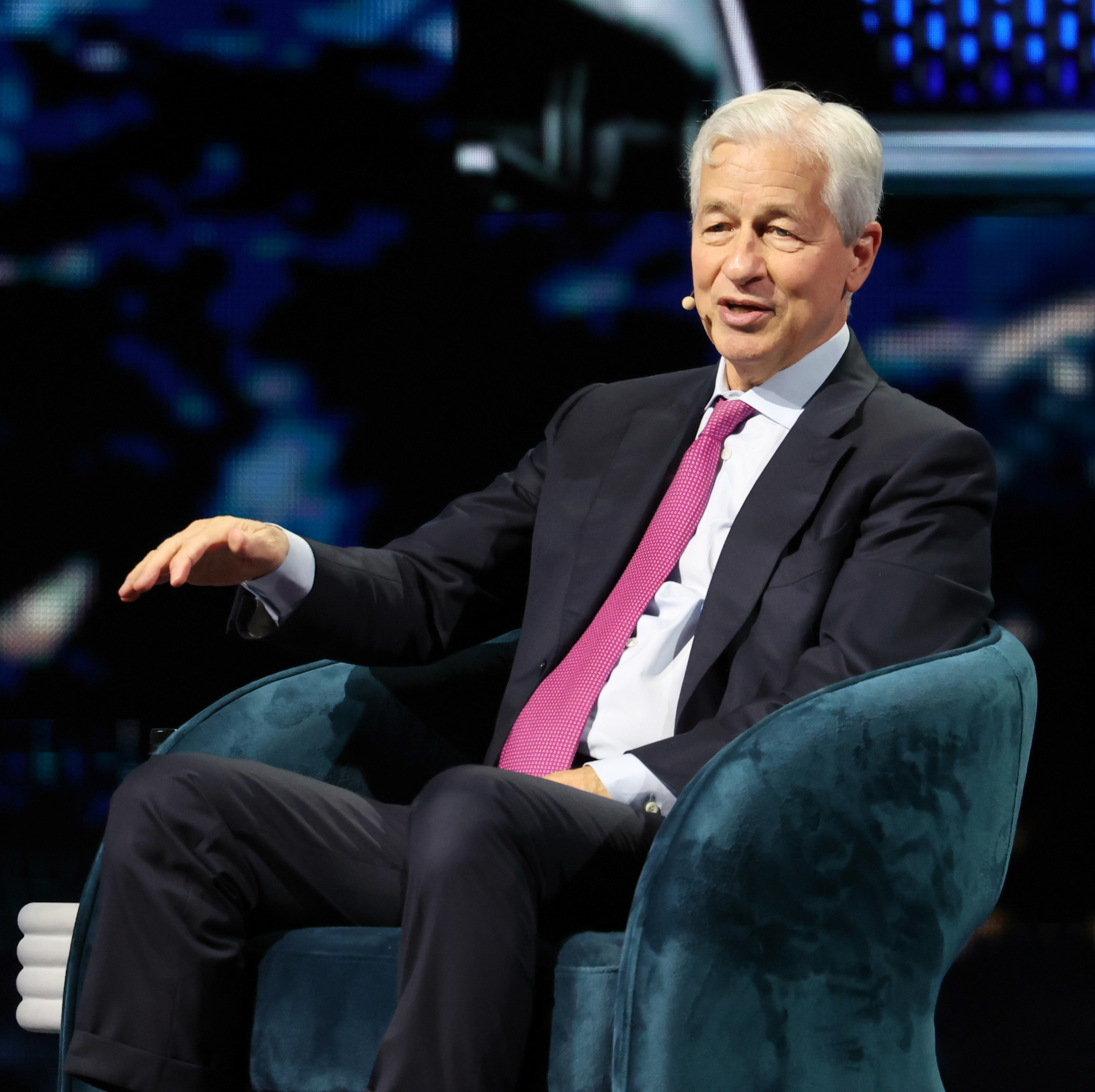 Jamie Dimon speaks onstage during day 2 of the America Business Forum in 2025.